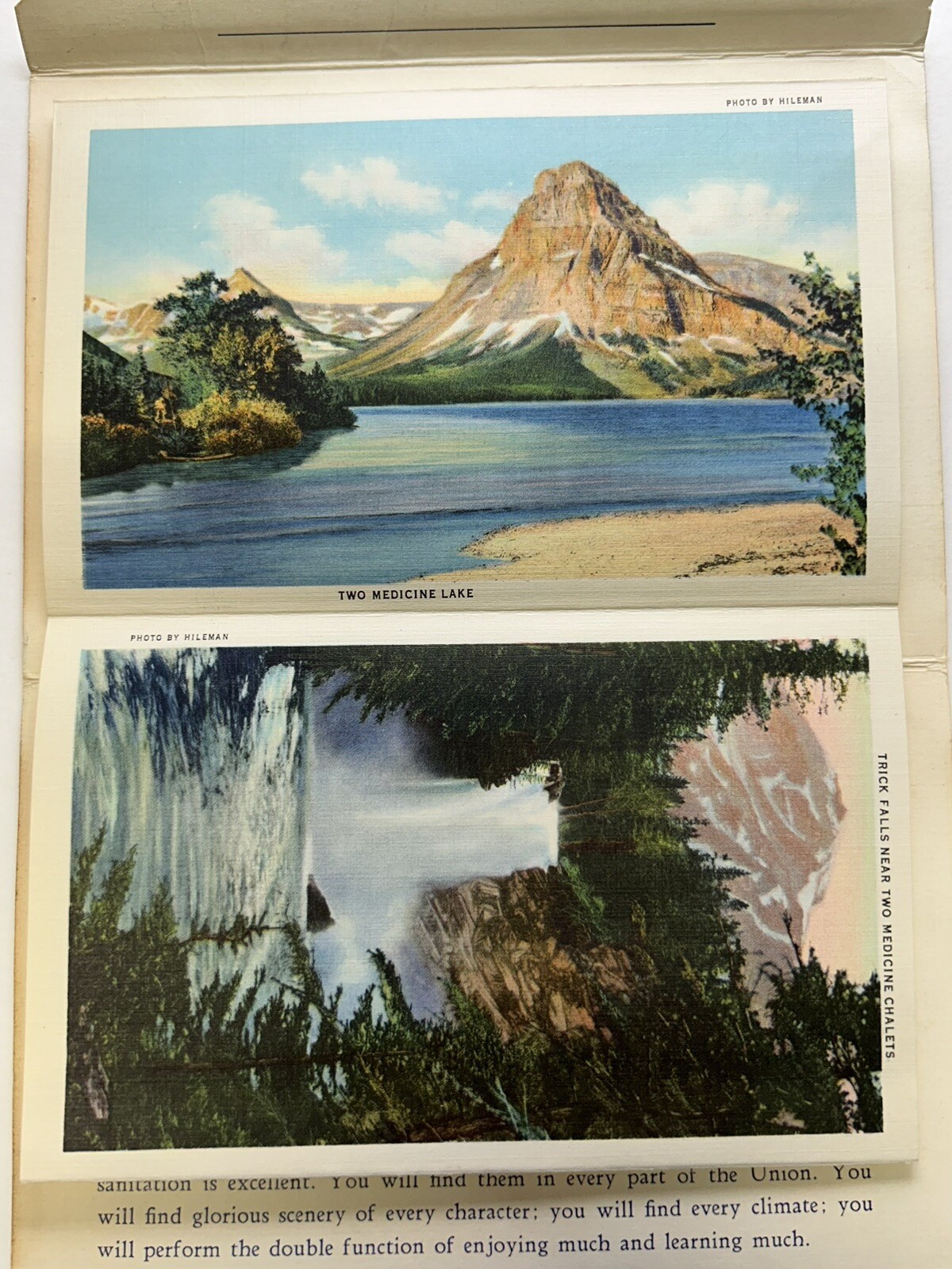 Vintage Glacier-Waterton National Parks Linen Postcard Folder