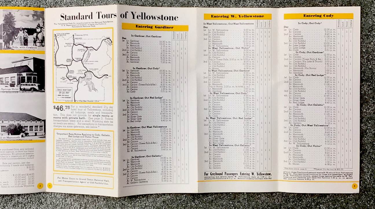 1951 Yellowstone National Park Folder Brochure