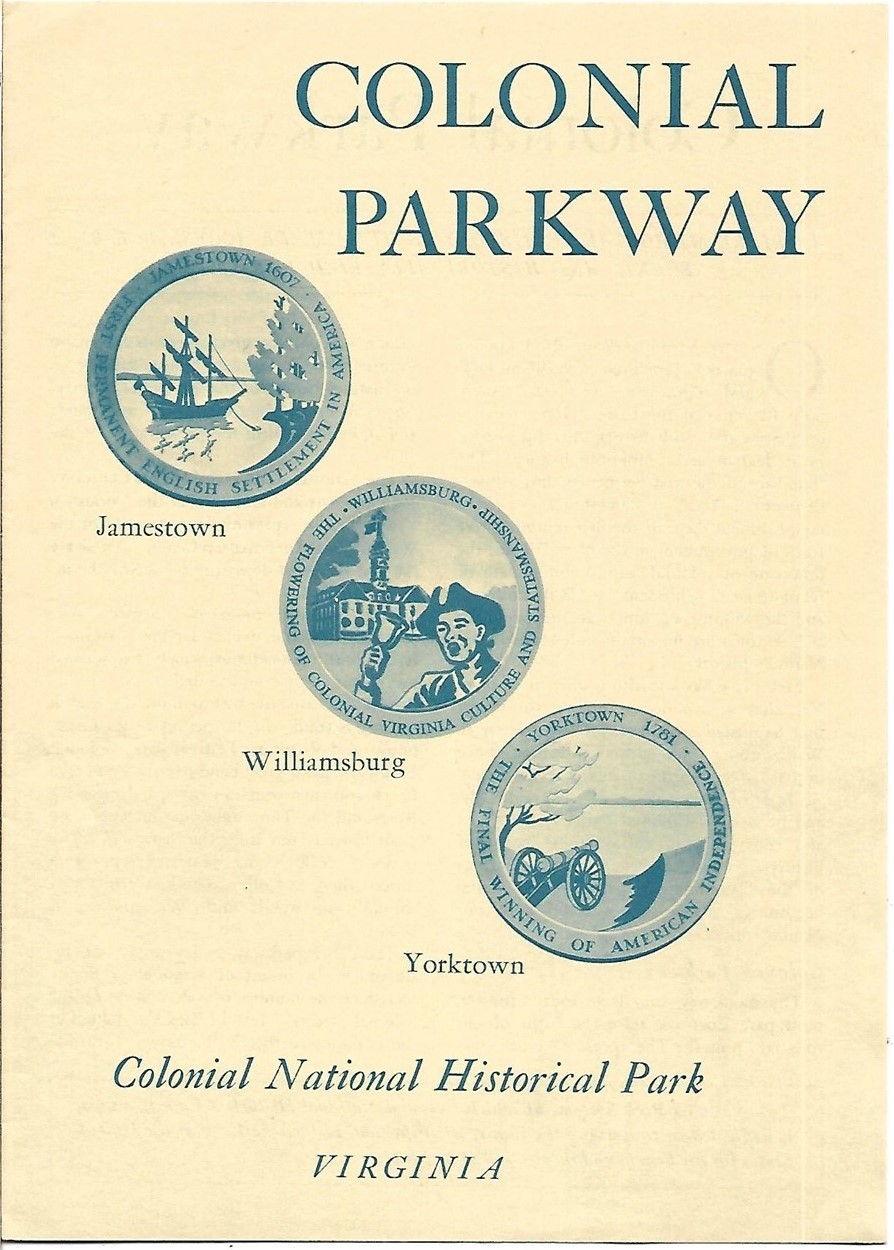 Original 1960 Map Brochure COLONIAL PARKWAY Jamsestown Williamsburg Yorktown VA