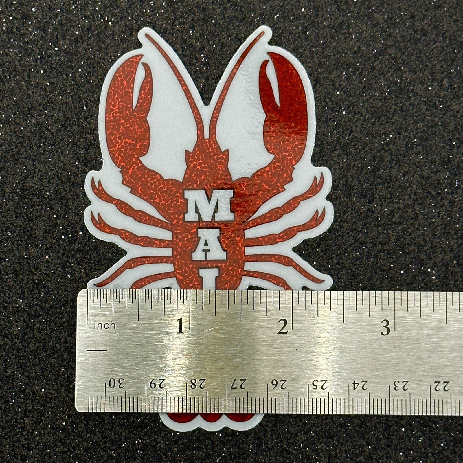 Maine Lobster Weatherproof Vinyl Sticker- Red Glitter