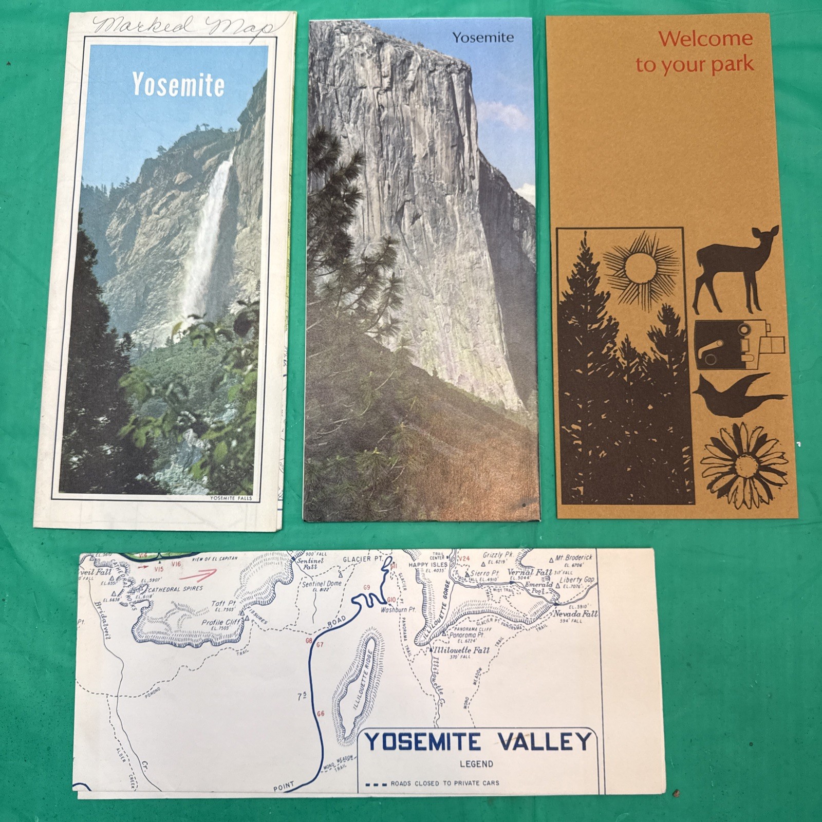 4-1970s YOSEMITE NATIONAL PARK & VALLEY Fold-Out Maps California