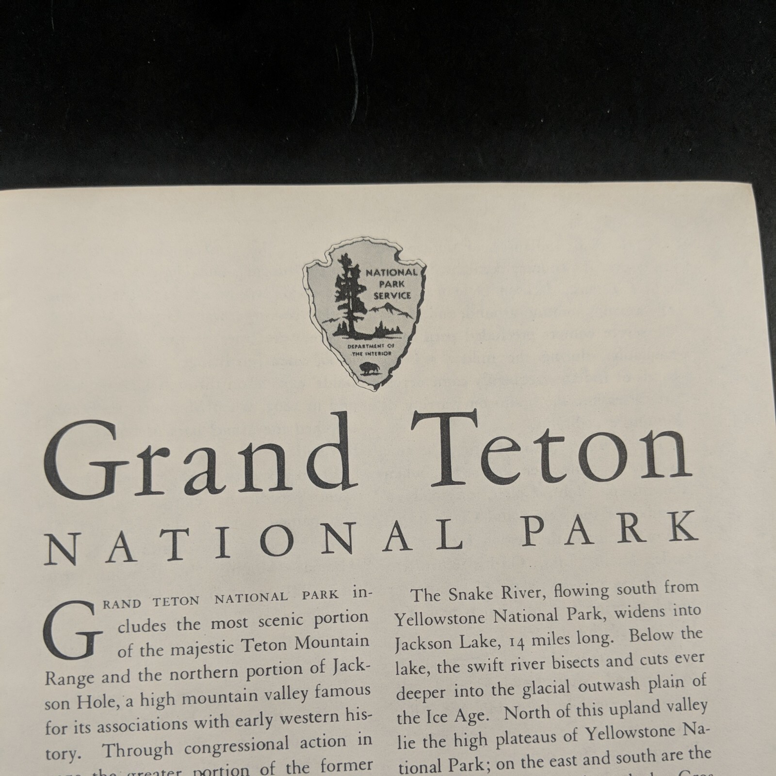 Vintage 1955 Grand Teton National Park Brochure Pamphlet Map Guide Info booklet