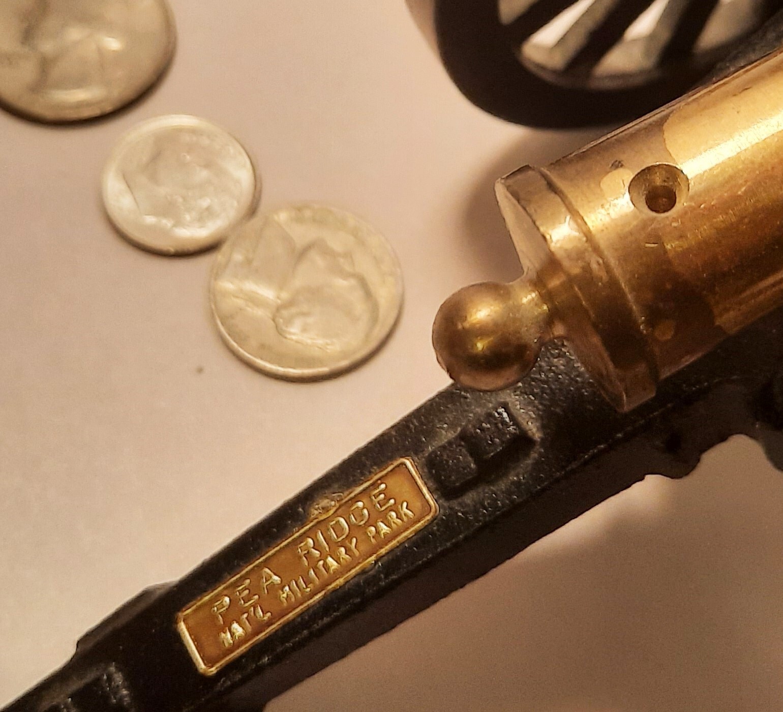 8″ PEA RIDGE national military park vtg cast iron toy cannon paperweight gun art