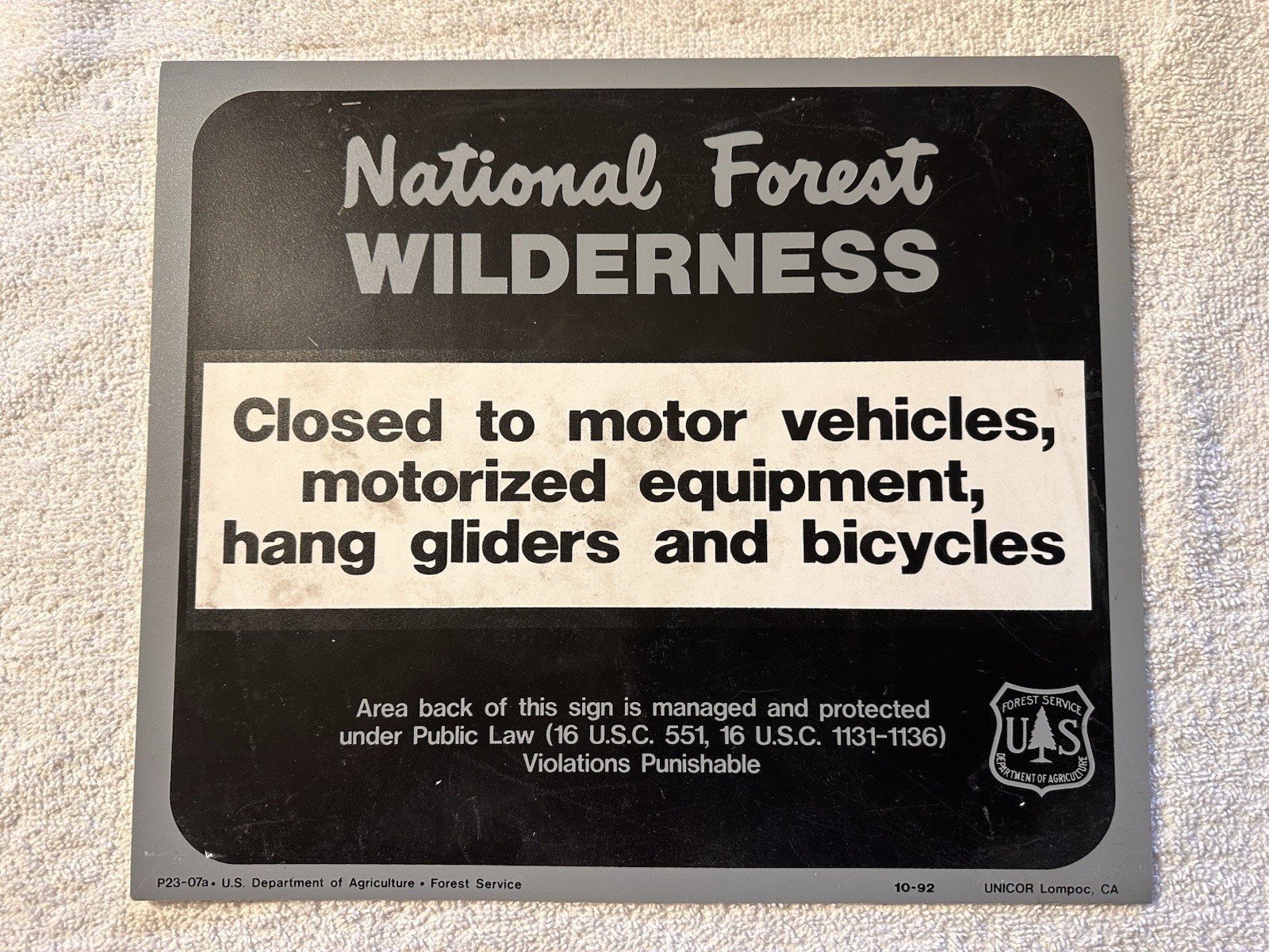 Vintage USFS US Forestry Service ”NATIONAL FOREST WILDERNESS” Plastic Sign LARGE