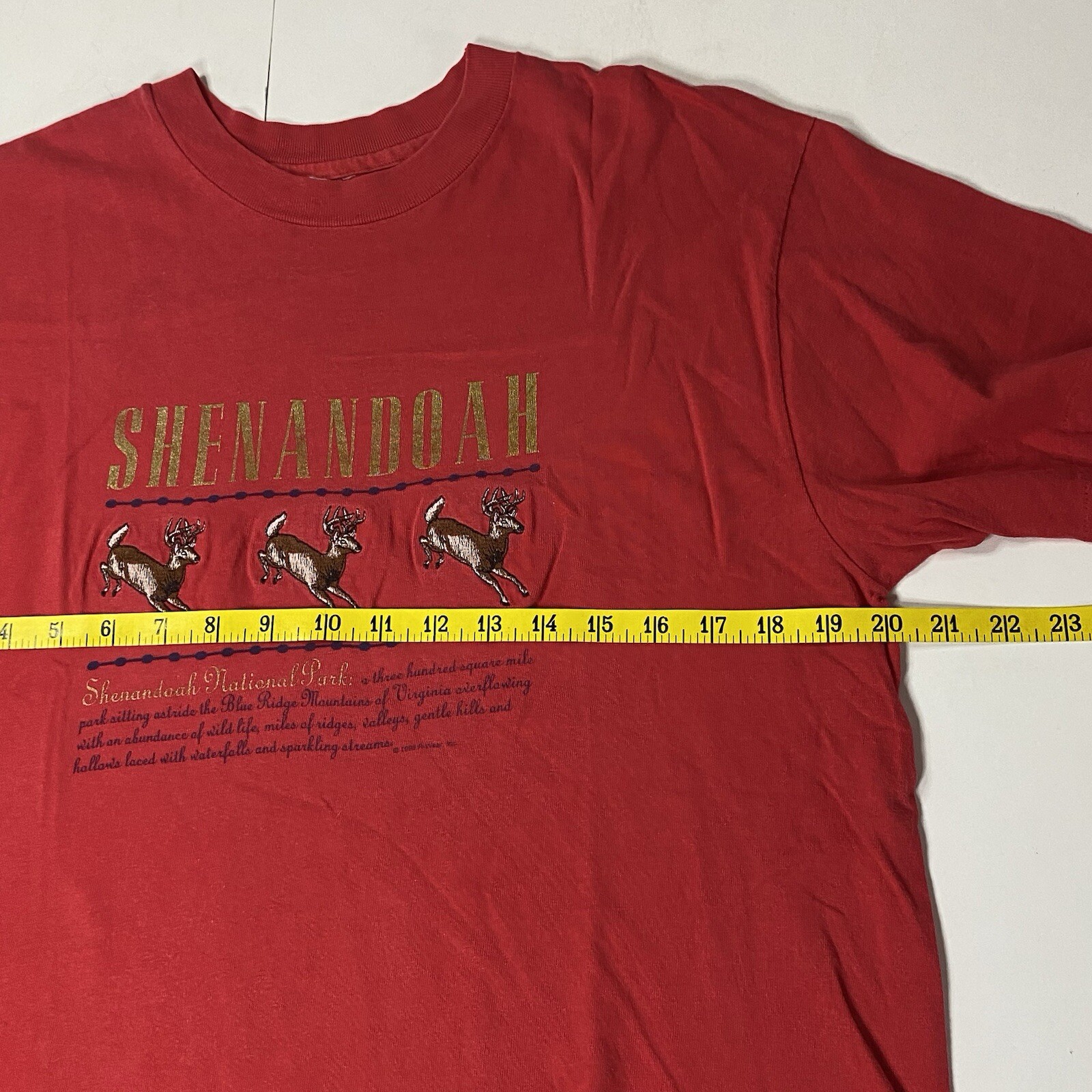 Vintage 90s T Shirt Shenandoah National Park Embroidered Deer Cut Off Grunge