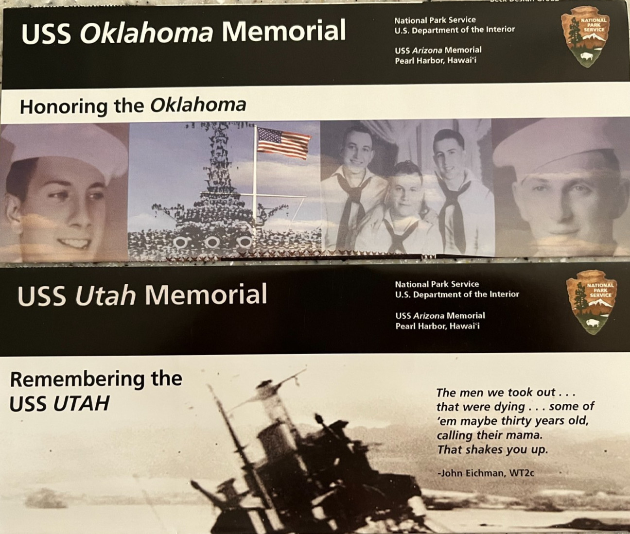 USS OKLAHOMA & UTAH MEMORIAL Pearl Harbor NATIONAL PARK SERVICE UNIGRID BROCHURE