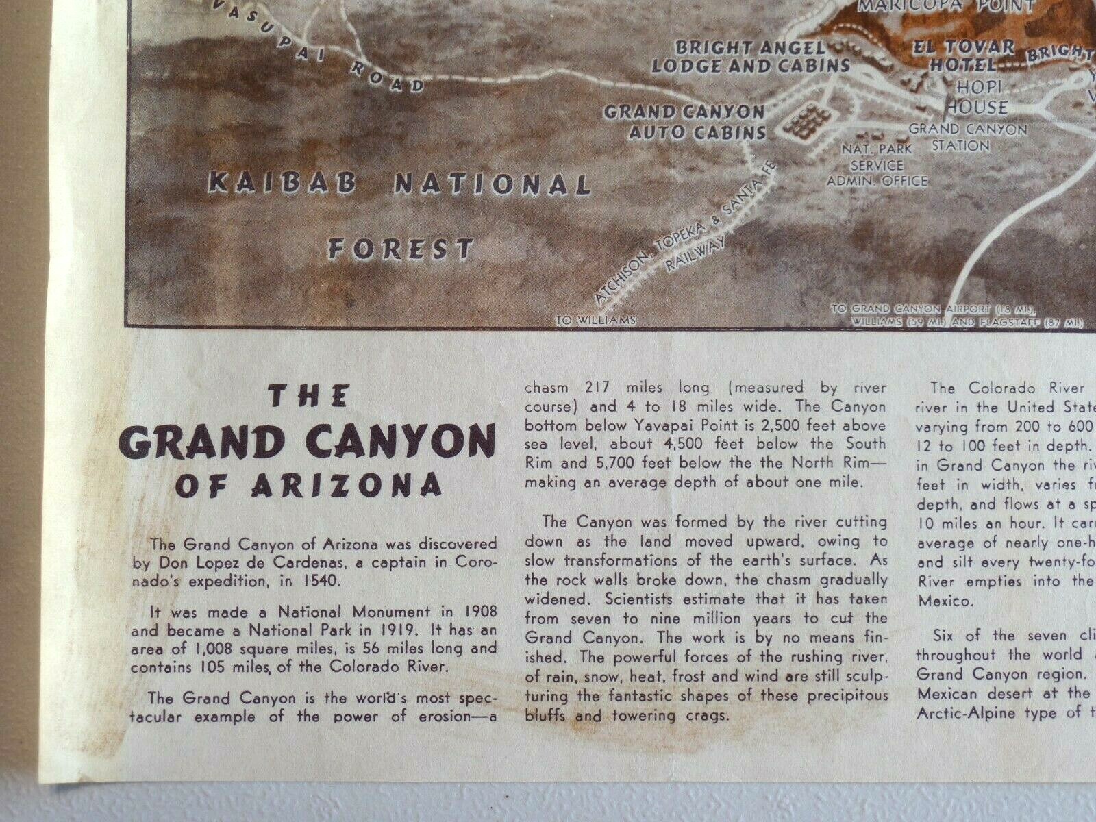 Vintage Grand Canyon National Park Fred Harvey Paper Restaurant Placemat c1957