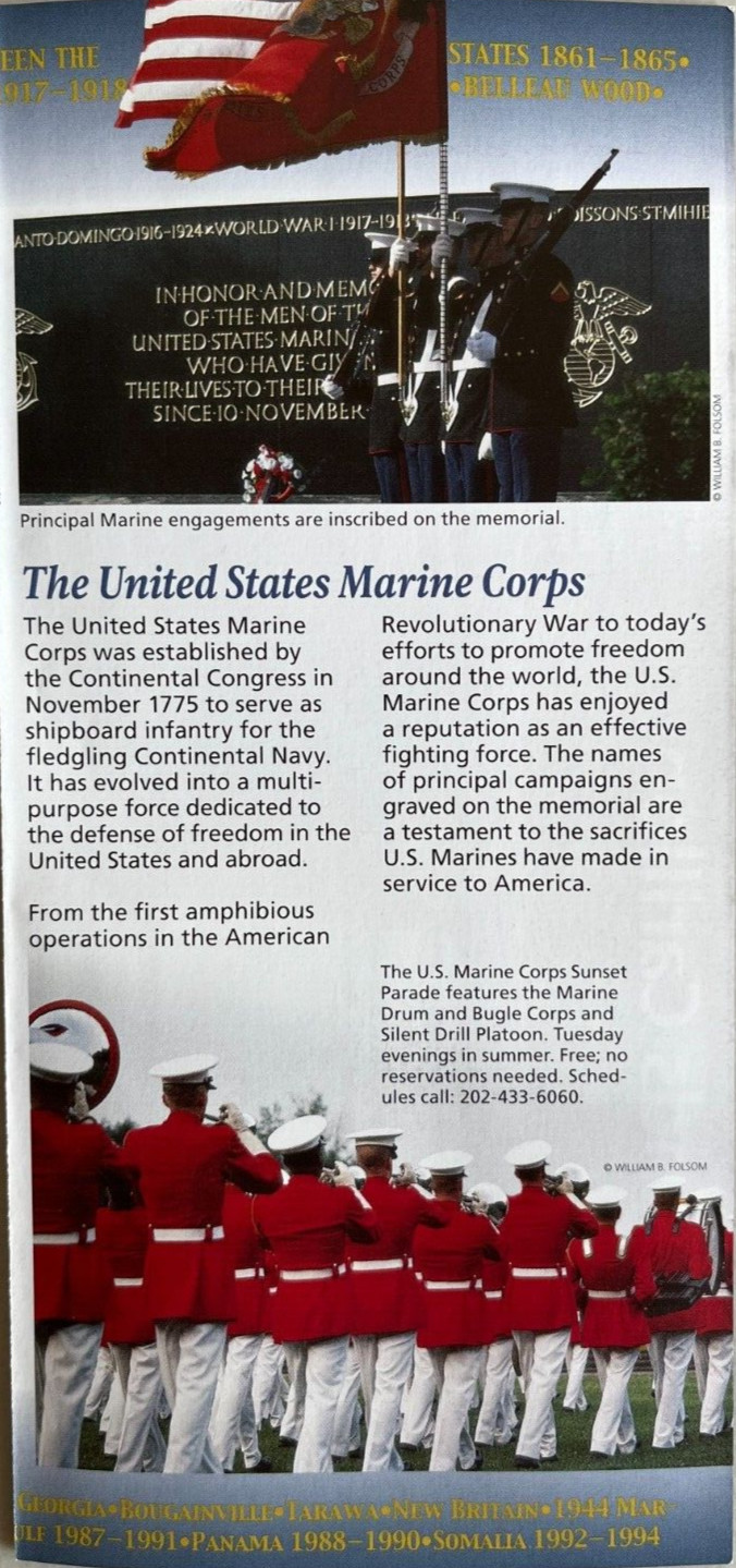 2 in 1 MARINE CORPS WAR MEMORIAL/CARILLON NATIONAL PARK SERVICE UNIGRID BROCHURE