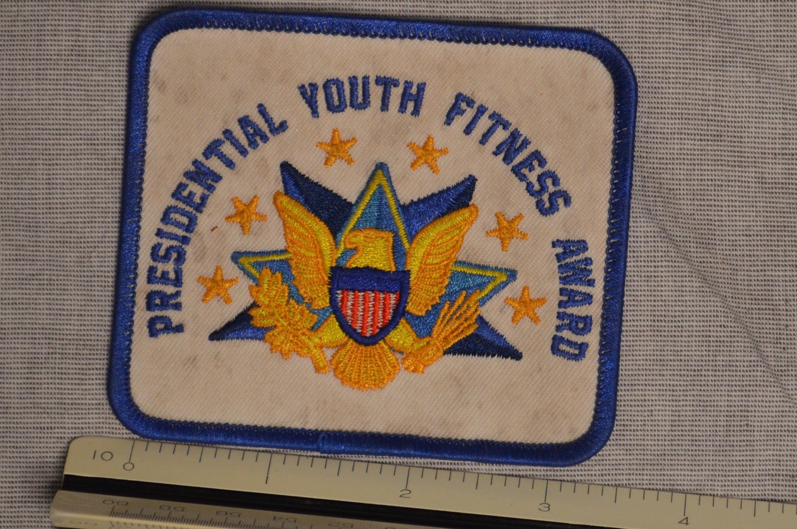 Presidential Youth Fitness award Embroidered Rectangular Patch Stained and Dirty