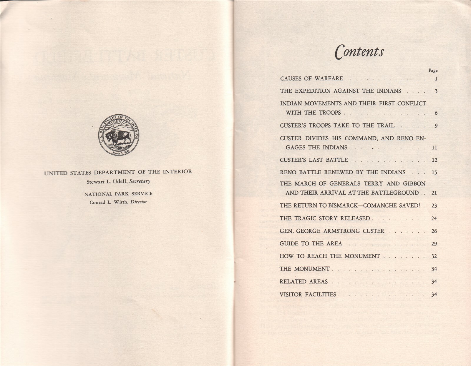 Custer Battlefield National Monument Montana Vintage Illustrated Booklet 1961