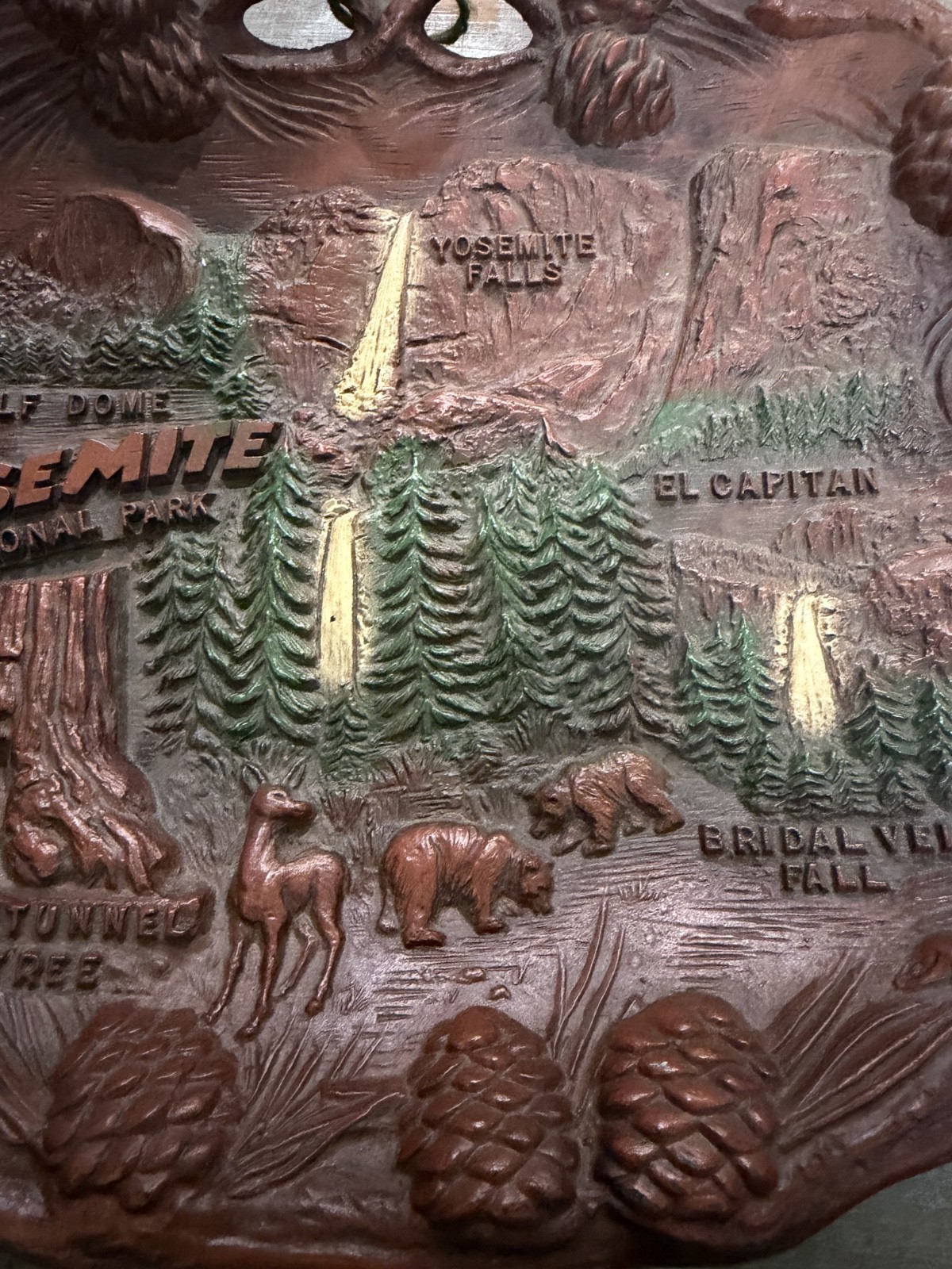 Vintage Yosemite National Park 3D Faux Wood Wall Plaque Souvenir Plate 12×10