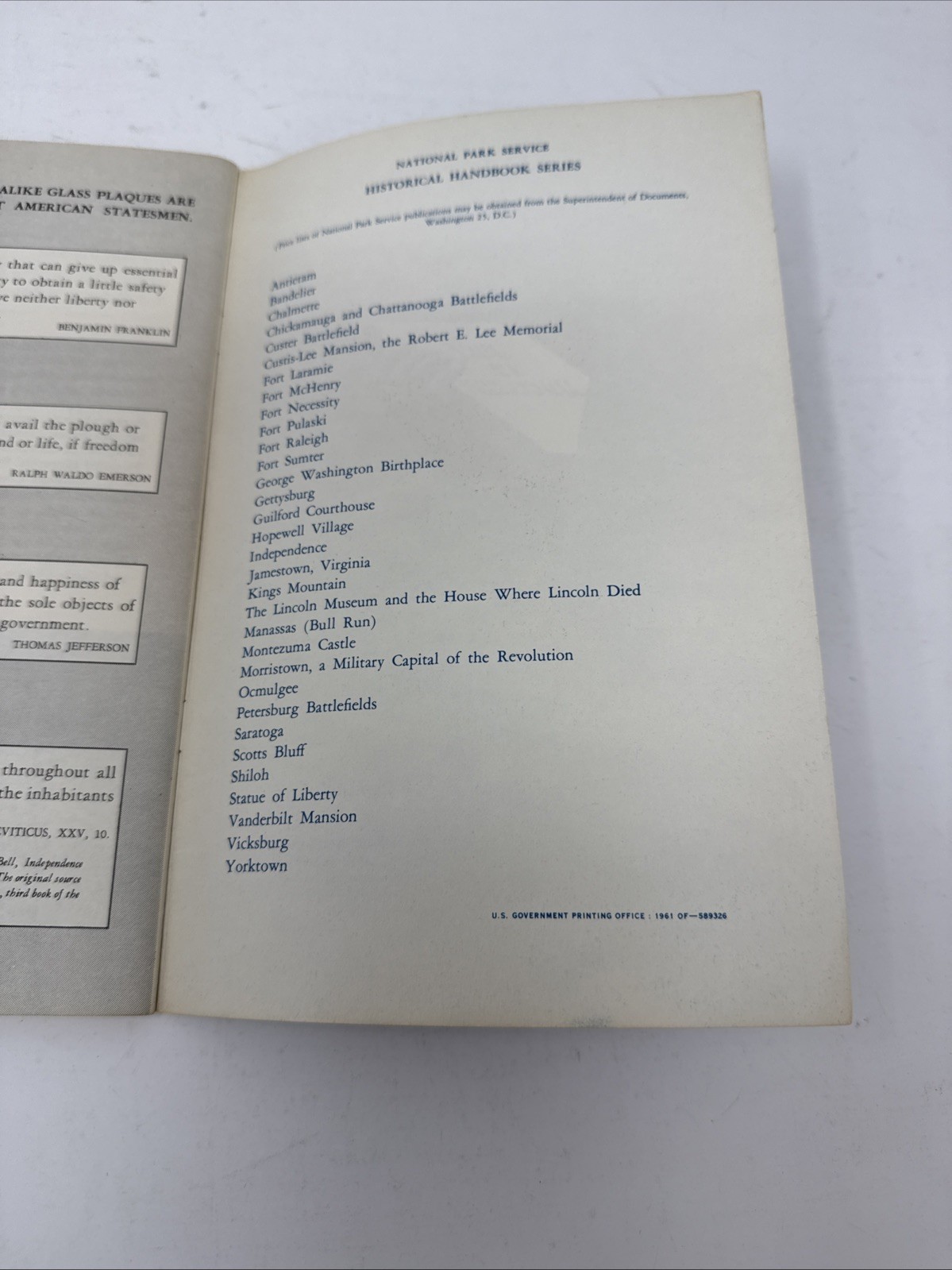 Statue of Liberty Historical Handbook No. 11 1961 National Monument Souvenir NYC