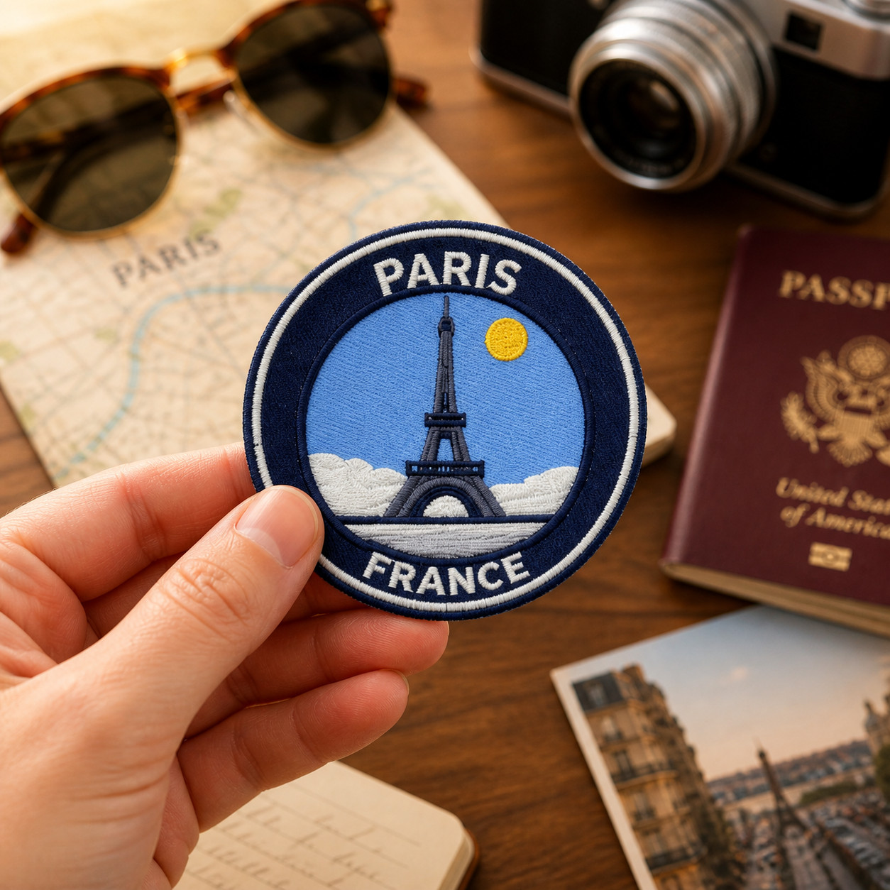 Paris France Eiffel Tower Embroidered Patch 3 Inch Iron On Travel Souvenir Badge