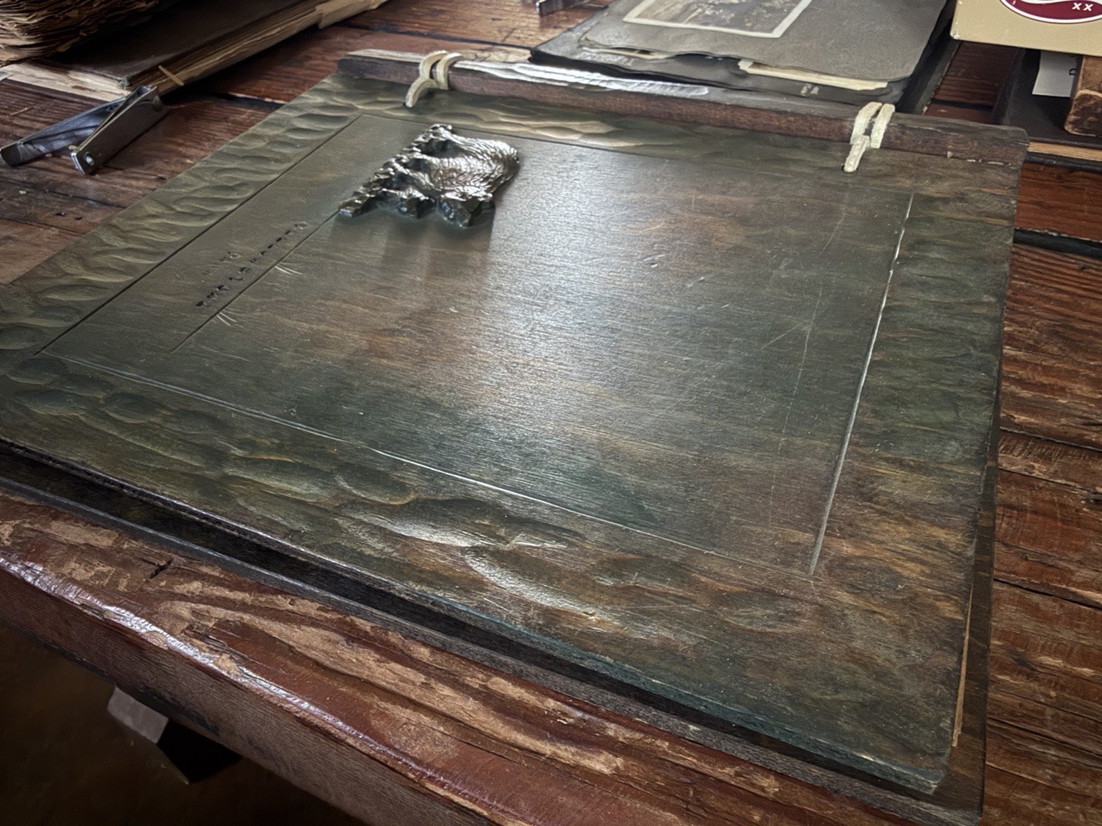 Vintage Carved Wood Scrapbook – Yellowstone National Park
