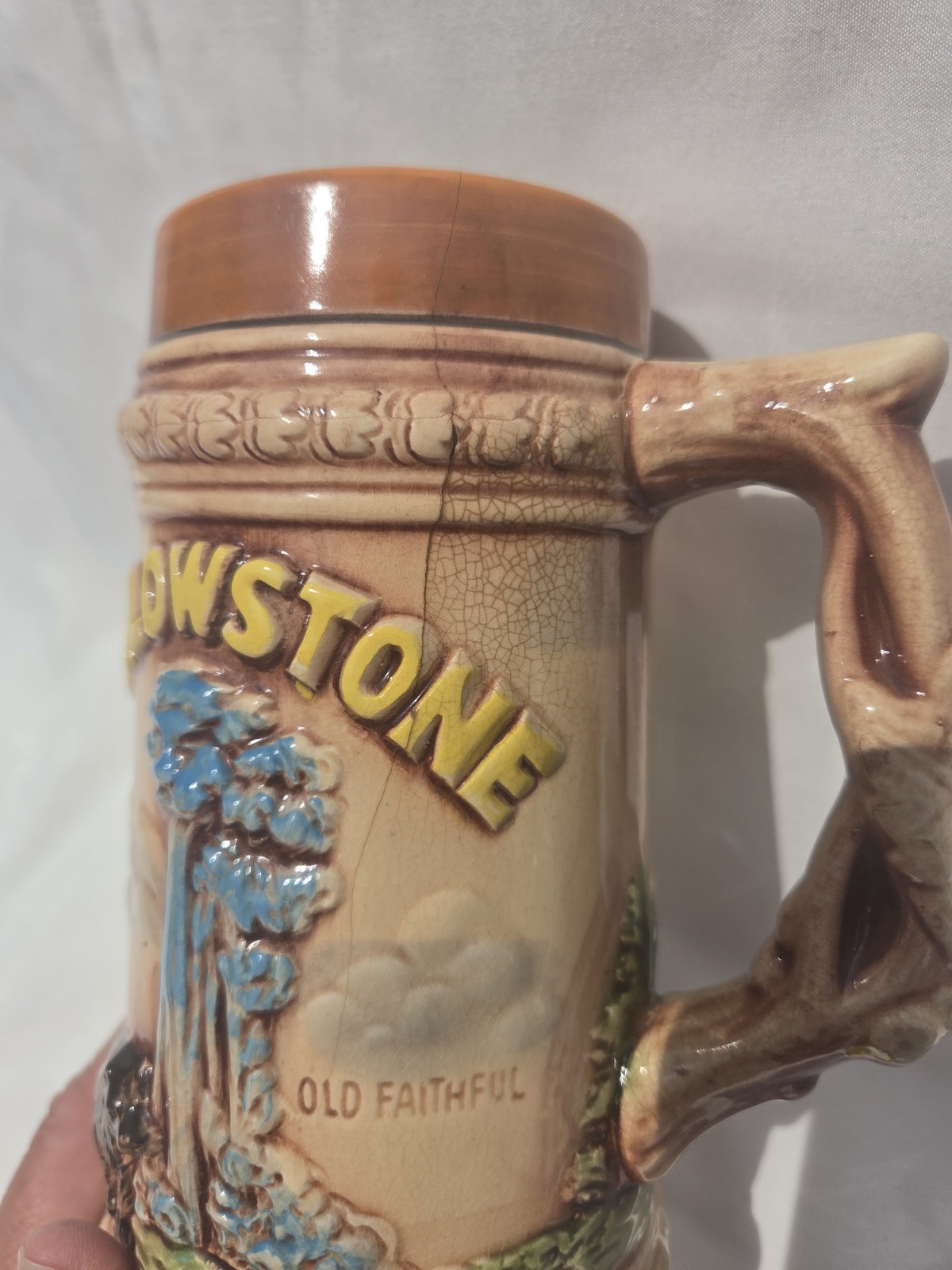 Vintage Yellowstone National Park Mug Beer Stein Souvenir Old Faithful Ceramic