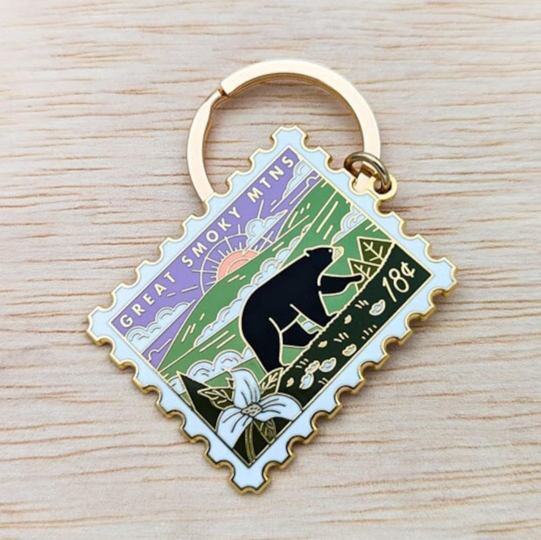 Great Smoky Mountains National Park Stamp Enamel Keychain