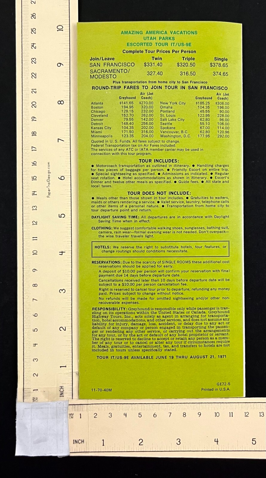 1971 Utah Parks Grand Canyon Escorted Greyhound Tours Vintage Travel Brochure