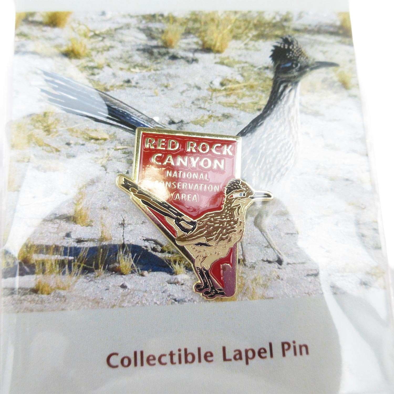Red Rock Canyon Lapel Hat Pin with Road Runner Nevada State Las Vegas Souvenir