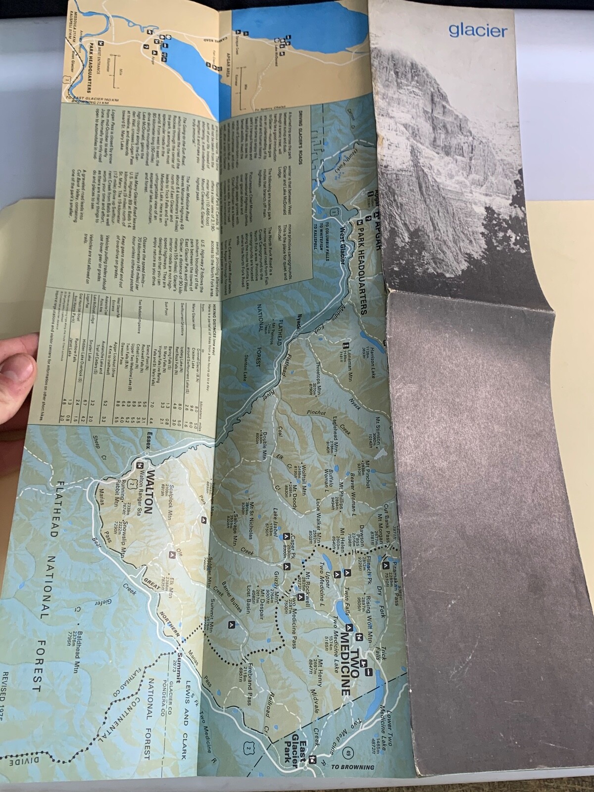 Vintage 1975 Glacier National Park Travel Guide Map Brochure