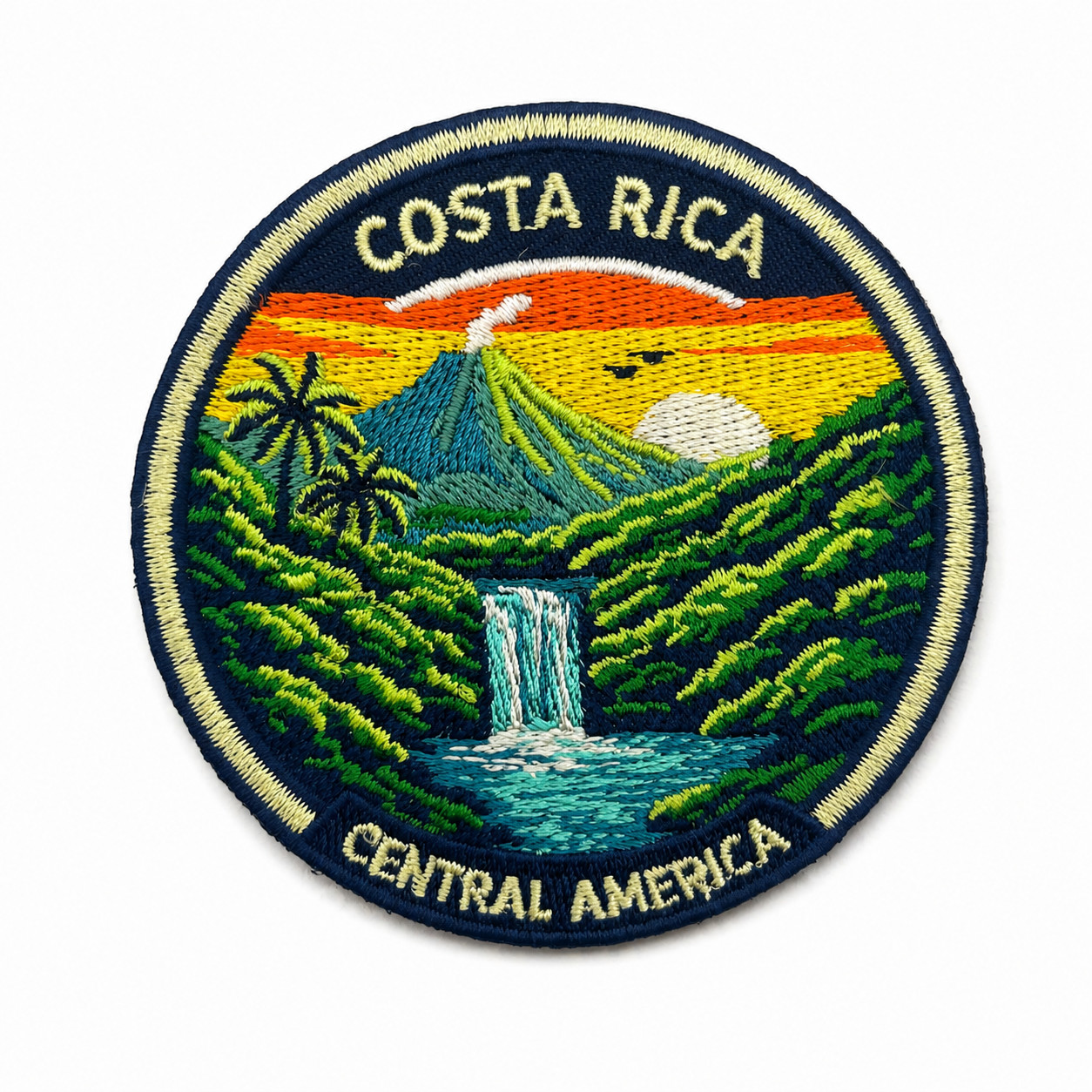 Costa Rica Patch 3 Inch Iron On Embroidered Volcano Waterfall Travel Souvenir