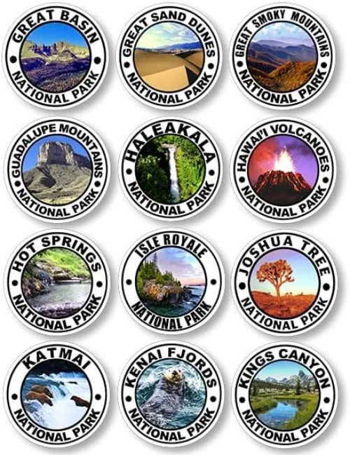 63 Vibrant Multicolor National Park Stickers – Waterproof Decals for Outdoor Fun