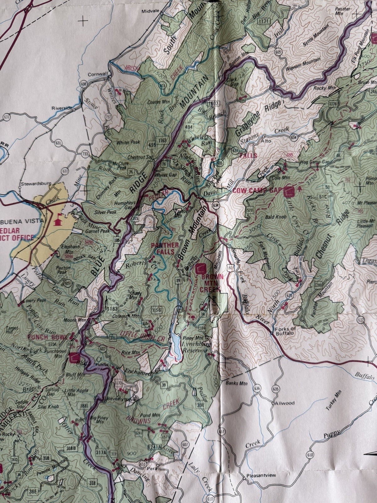 Vtg George Washington National Forest Pedlar Ranger District Map 1988 USDA
