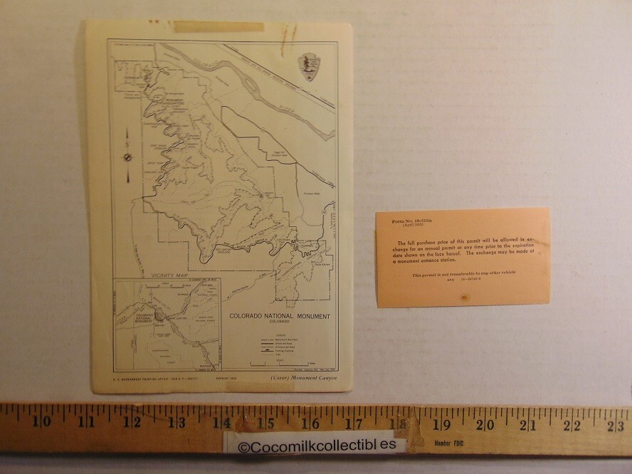 Vintage 1957 Colorado National Monument Colorado Information Guide & Permit