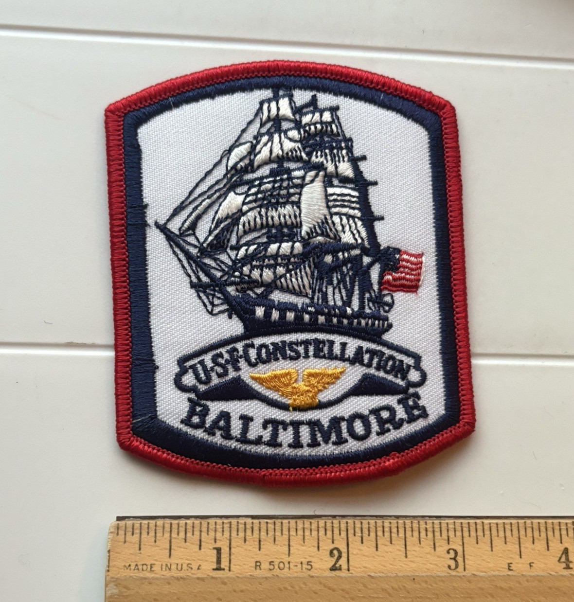 USF Constellation Baltimore Maryland Sloop of War Ship Embroidered Patch Badge