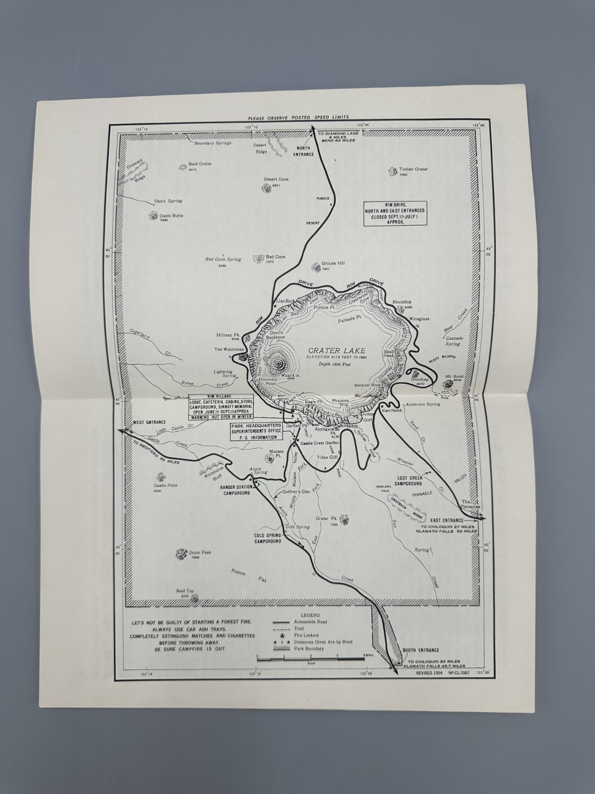 1956 CRATER LAKE National Park OREGON Travel BROCHURE Vintage