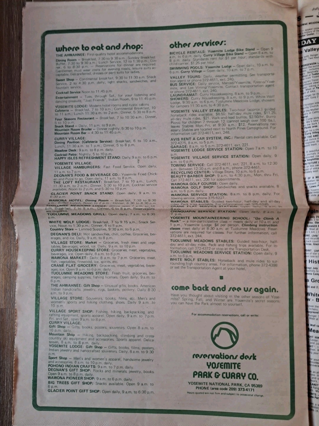 Yosemite Guide National Park California 1978 Broadsheet Newspaper