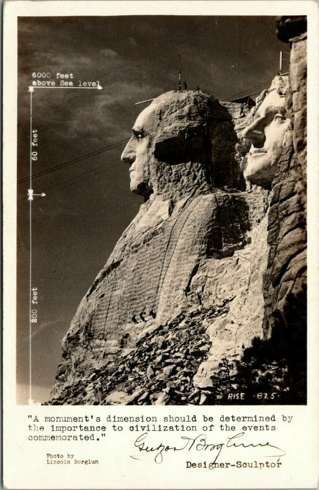 Black Hills SD~President Washington & Jefferson’s Nose @ 6000 Feet~1940s RPPC