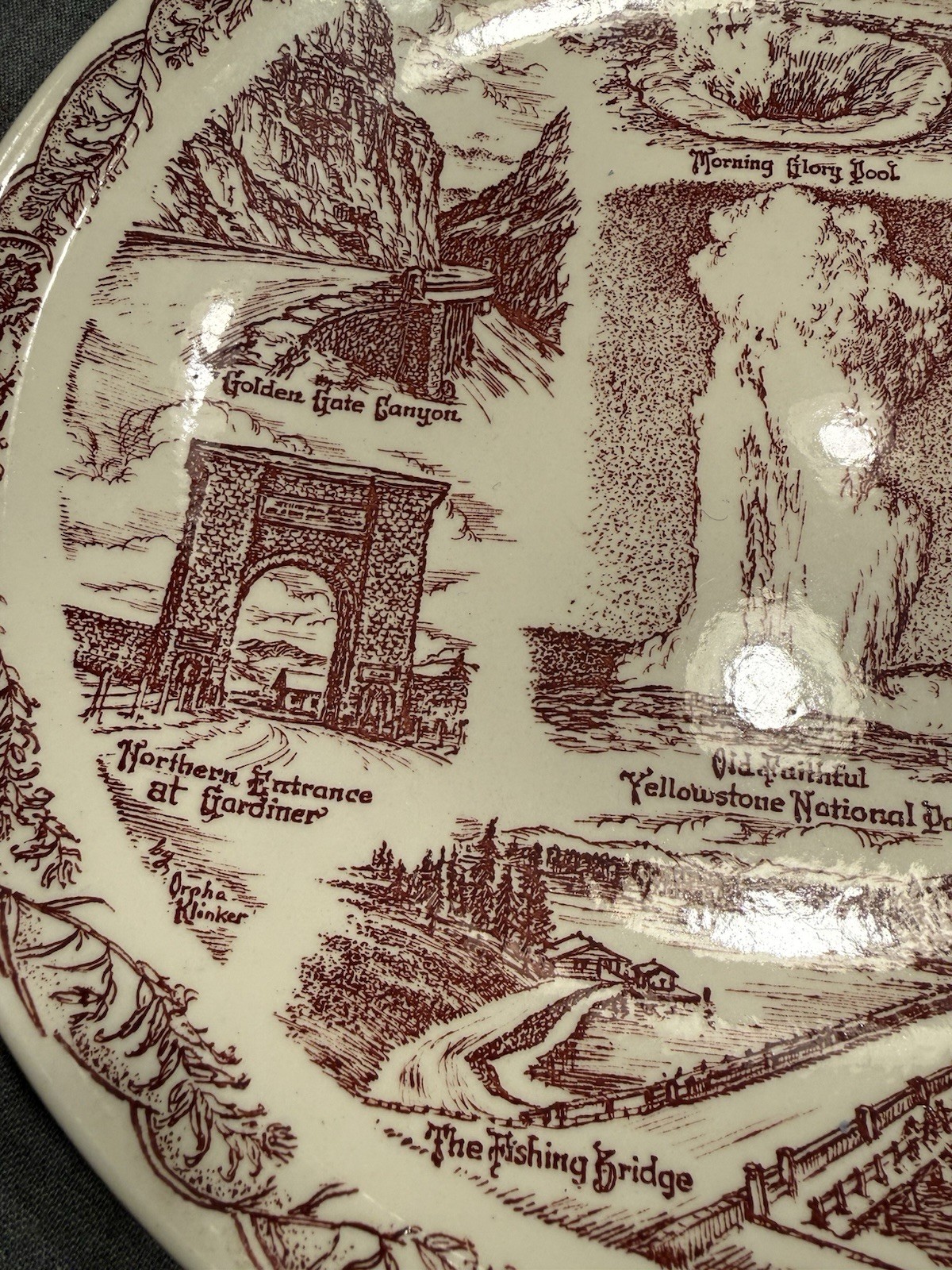 YELLOWSTONE NATIONAL PARK Vintage Vernon Kilns Collectors Plate Artist: KLINKER