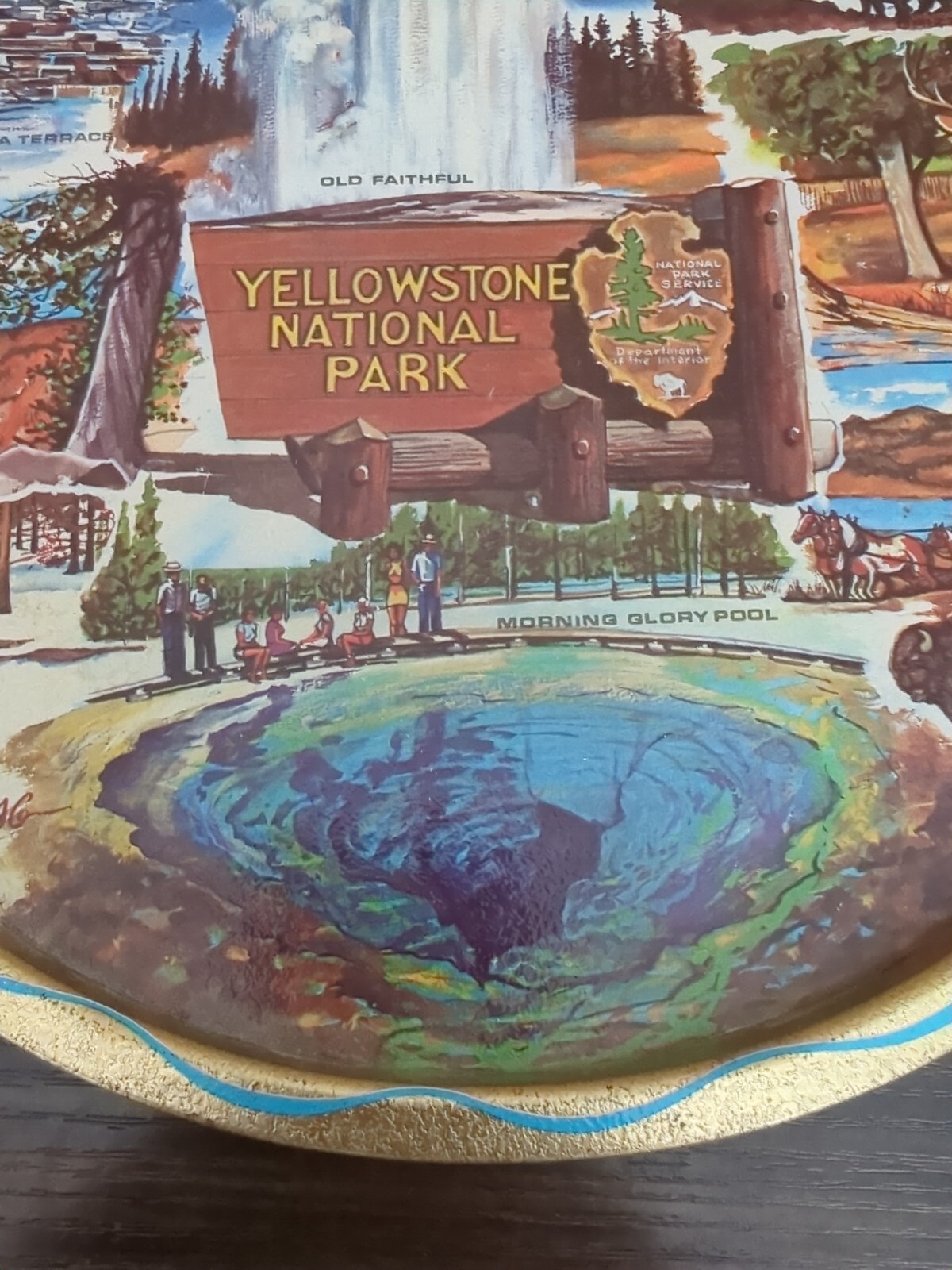 Ken Haag Metal Tray, VTG, Yellowstone National Park, 1960s
