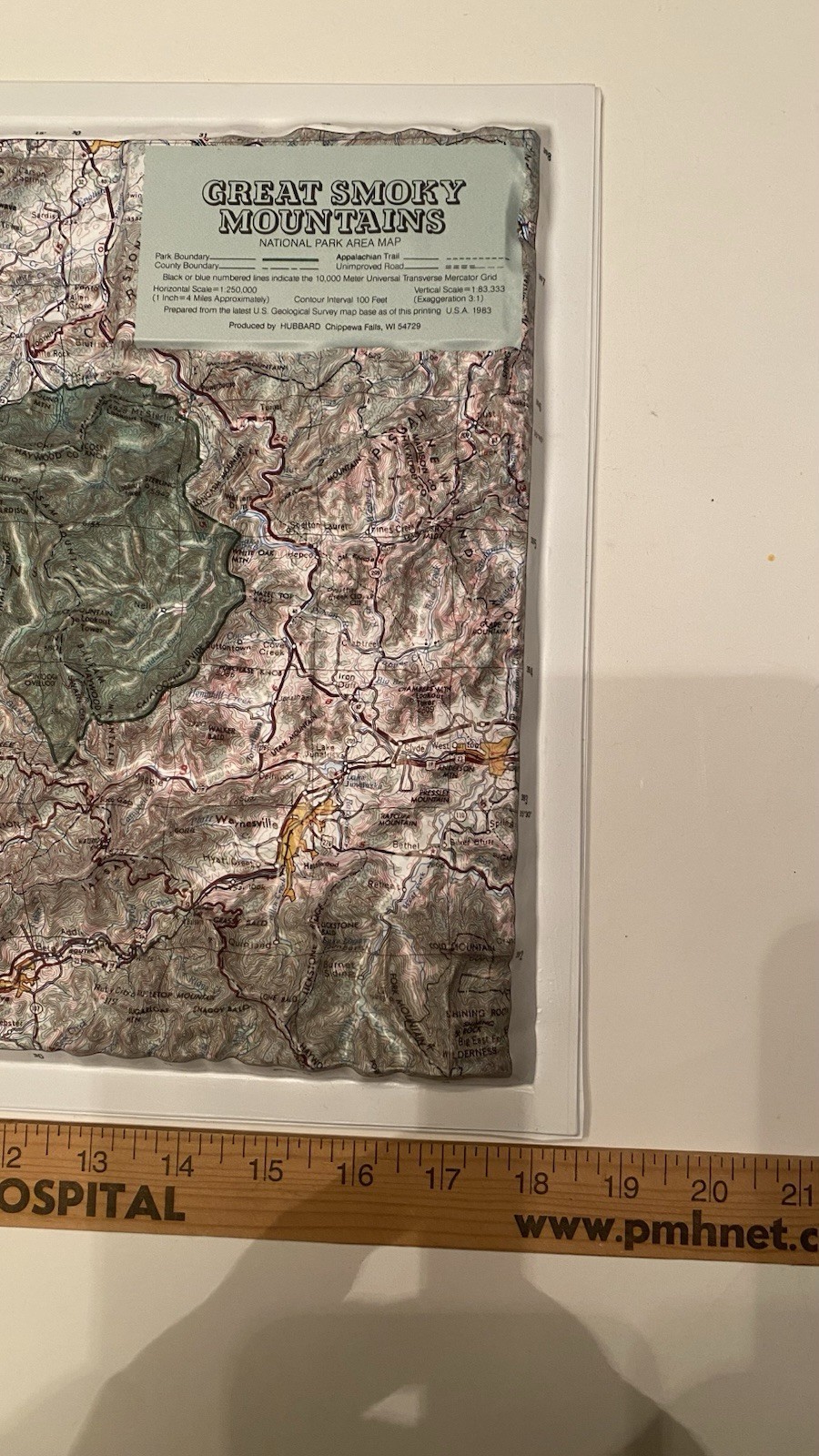 3D Plastic Topographical Relief Map Great Smoky Mountains Produced By Hubbard
