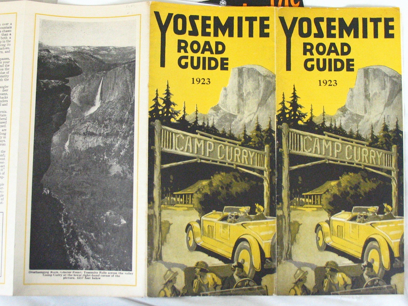 1923 YOSEMITE ROAD GUIDE CAMP CURRY Map & June Lodge Resort Brochure