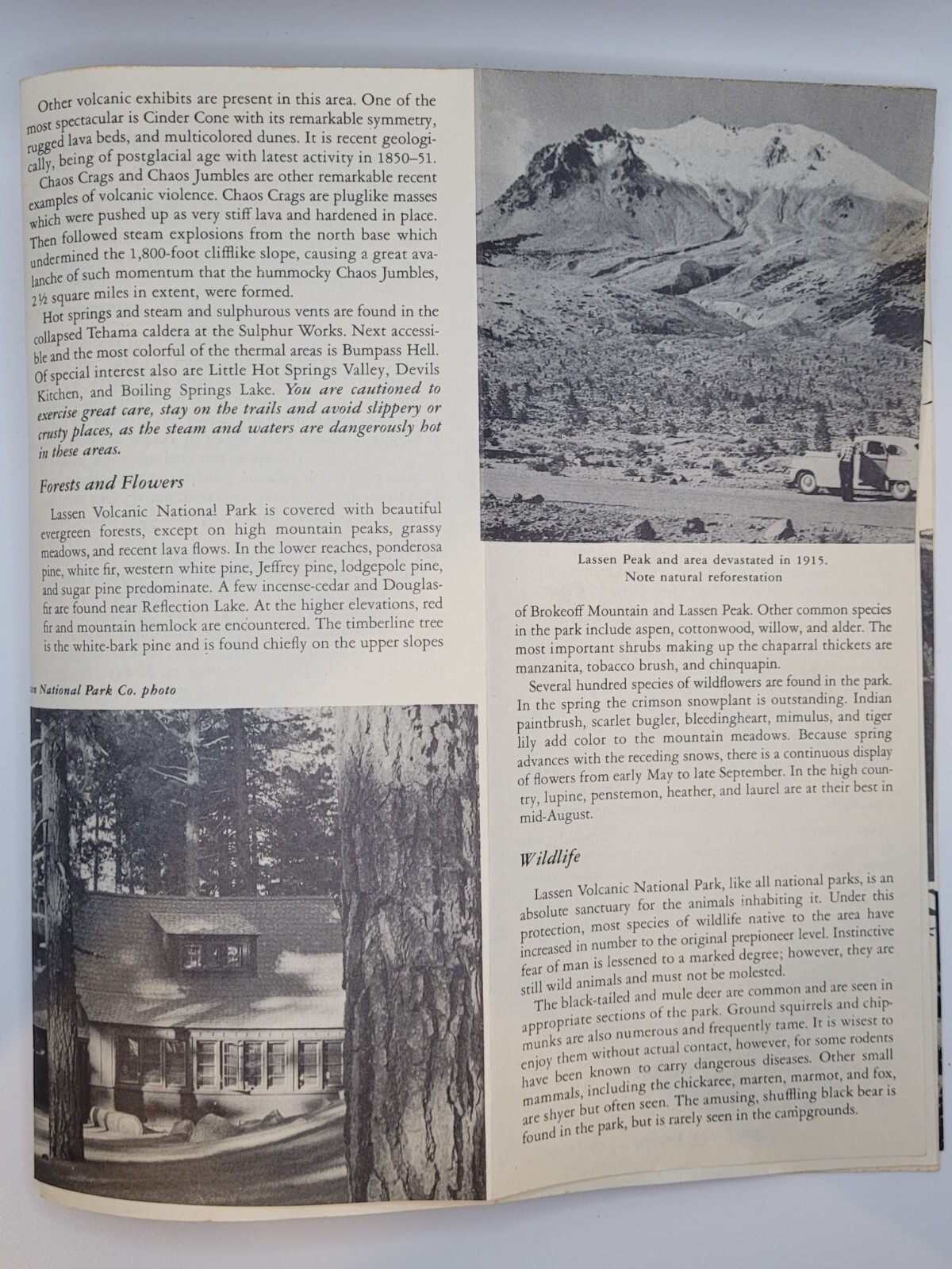 Vintage 1955 Lassen Volcanic National Park, California fold out brochure