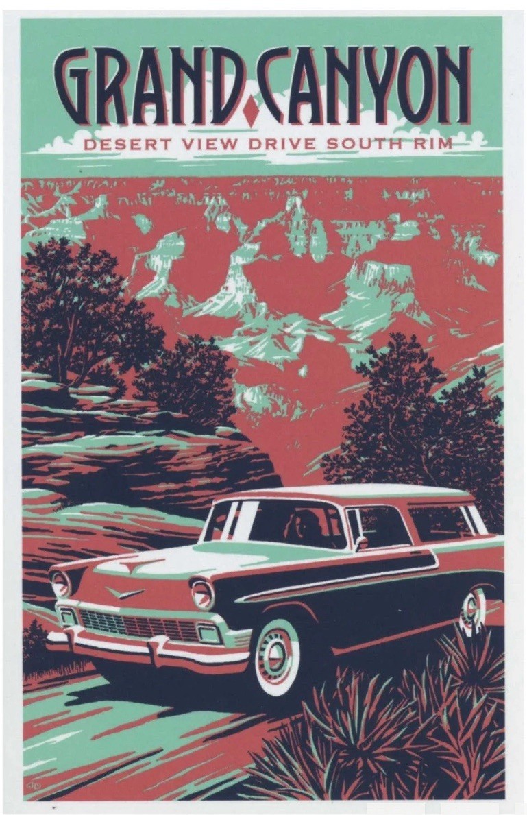 AZ Grand Canyon Nat’l Park Poster Desert View Drive by Scenic Highways VTG Theme