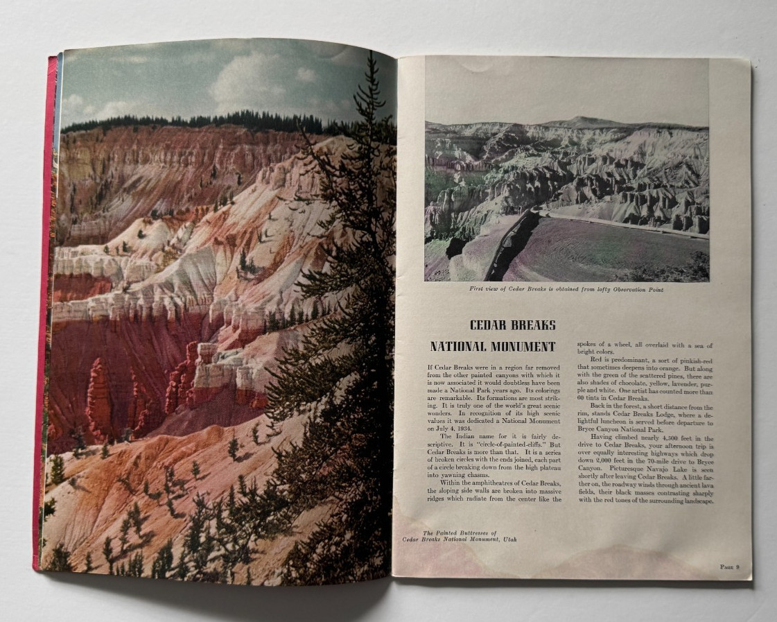 1940 Union Pacific Railroad Advertising Booklet Zion Bryce Grand Canyon Nat Park