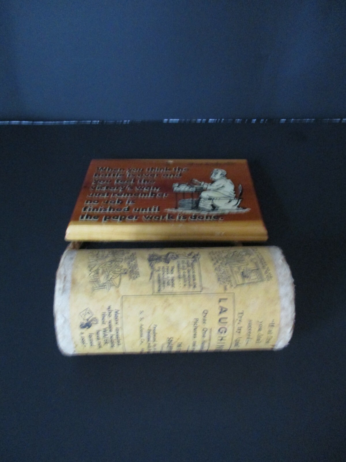 Vintage Souvenir Wood Toilet Paper Holder Great Smoky Mountains Tennessee N.C.