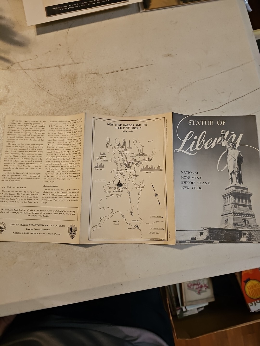 Vintage 1956 Statue of Liberty Pamphlet Brochure with Map National Monument
