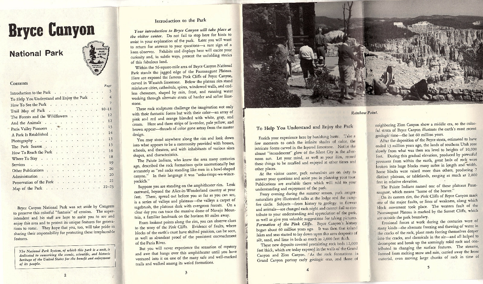 Bryce Canyon National Park Utah 1961 Circular What to See & Do Where to Stay