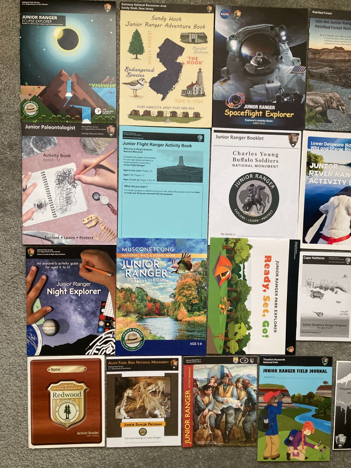 WOW 27 JUNIOR RANGER BOOKS NATURE HISTORY CULTURE NATIONAL PARKS GET BADGE PATCH