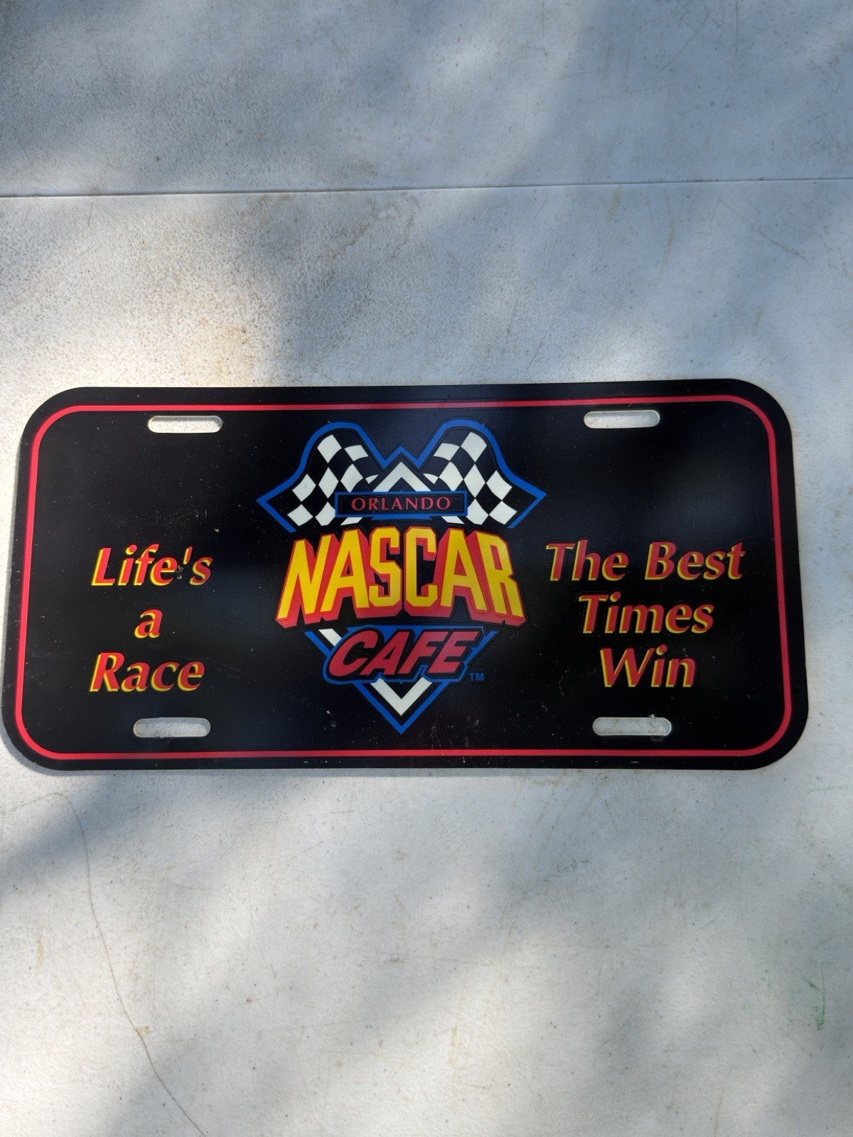 Vintage NASCAR CAFE Smoky Mountains Plastic License Plate Novelty Life’s A Race