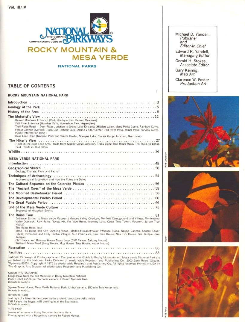 Vintage 1975 National Parkways Rocky Mountain Mesa Verde National Parks Brochure