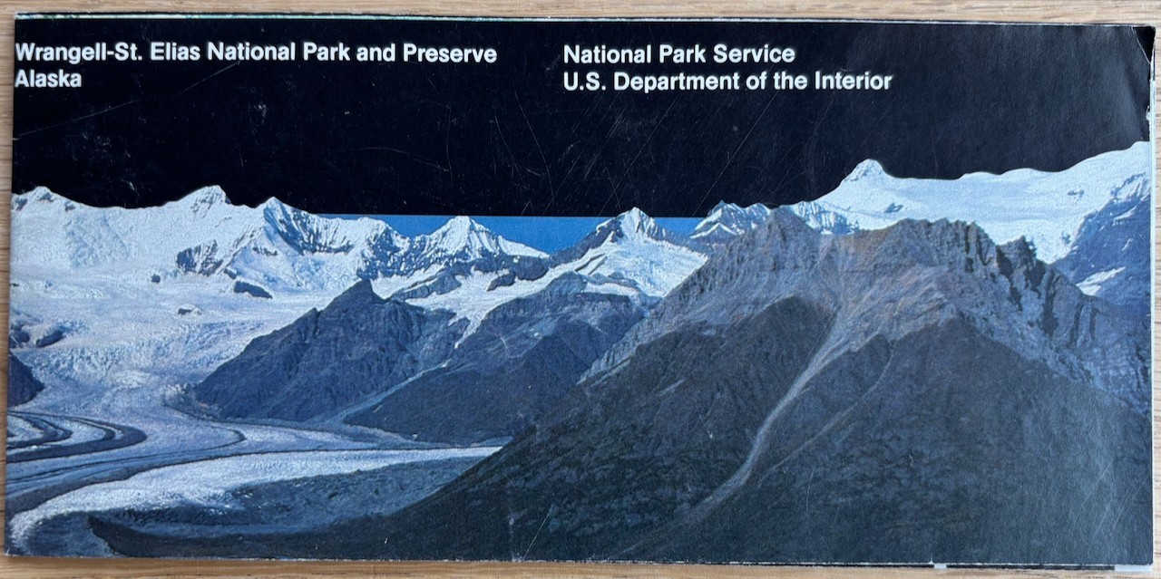 1995 vtg WRANGELL ST ELIAS NATIONAL PARK UNIGRID BROCHURE/MAP + Nabesna Rd Guide