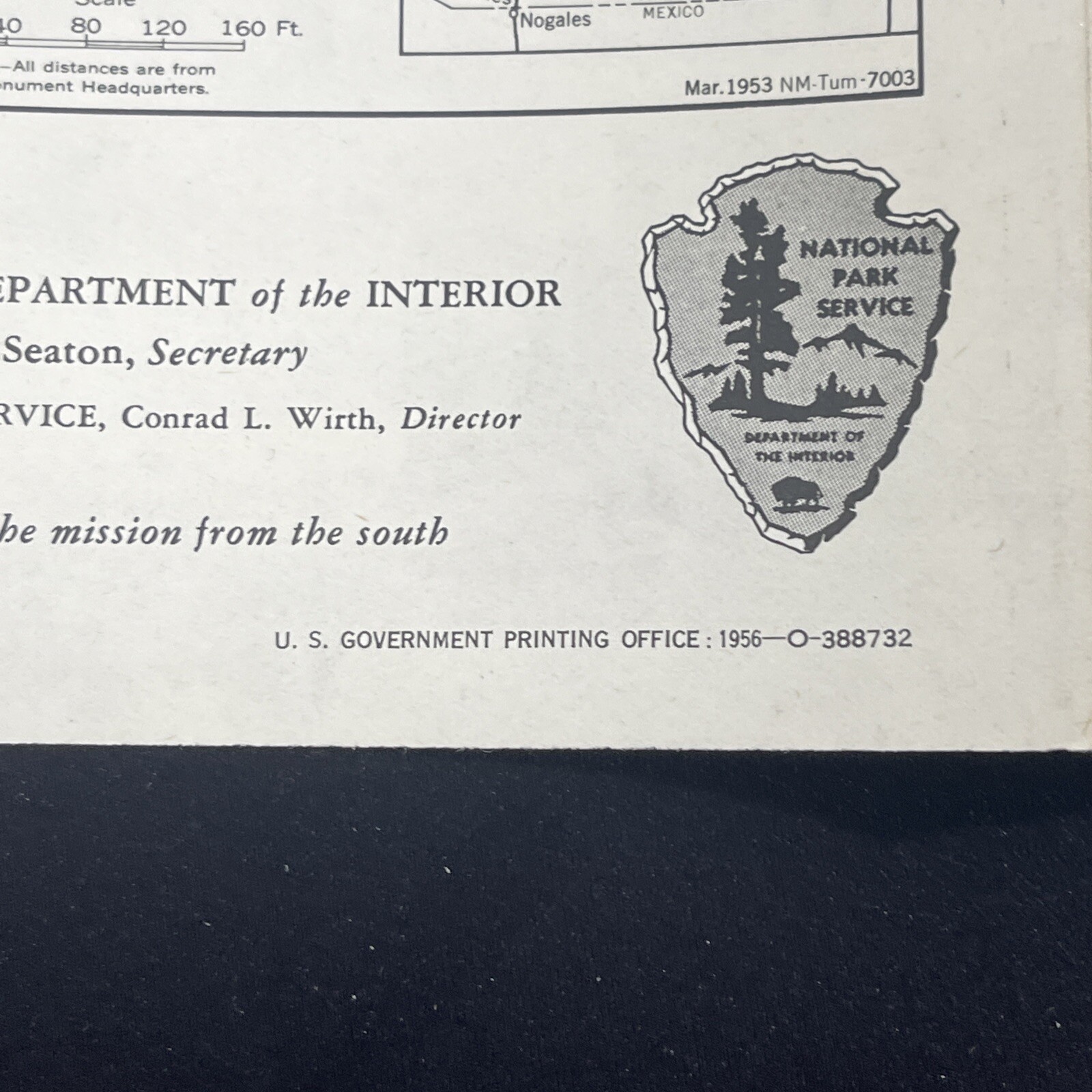 Vintage 1956 Tumacacori National Monument Brochure Pamphlet Map Guide Info AZ