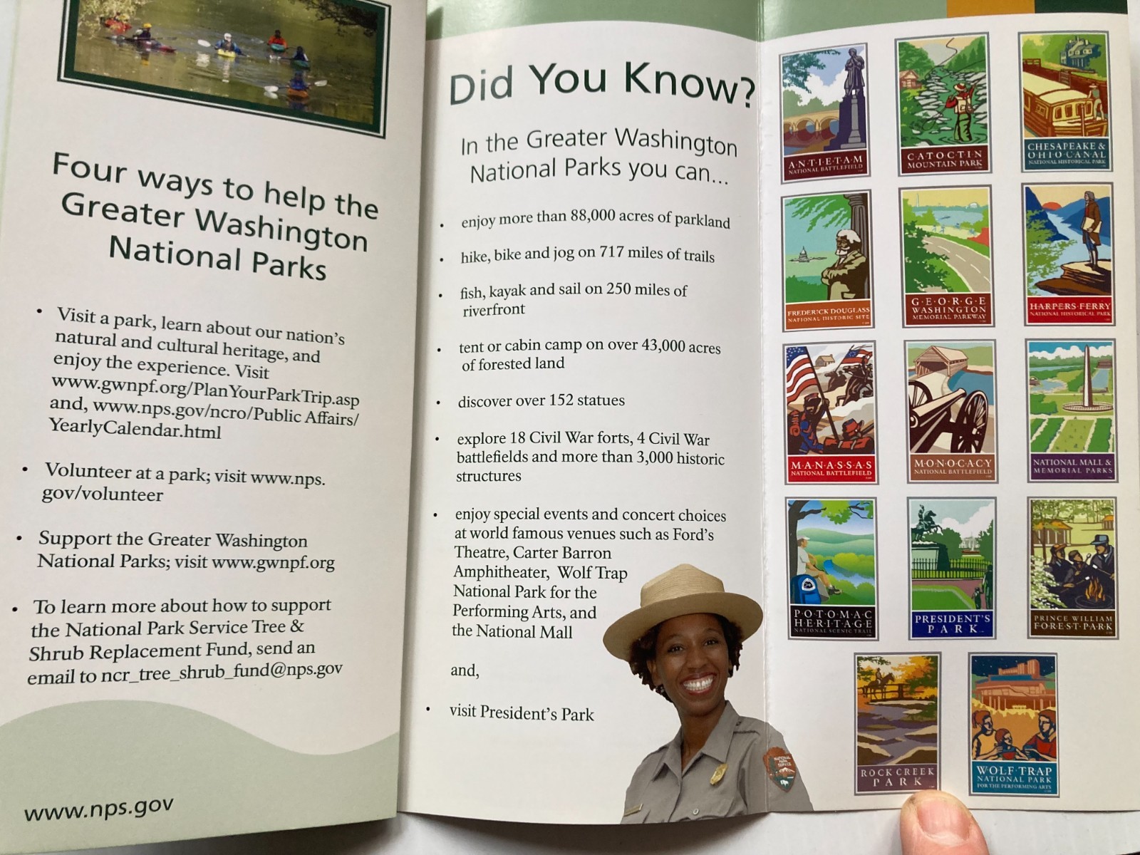 UNIQUE GREATER WASHINGTON D.C. NATIONAL PARK S BROCHURE NPS FOLD OUT INFORMATION