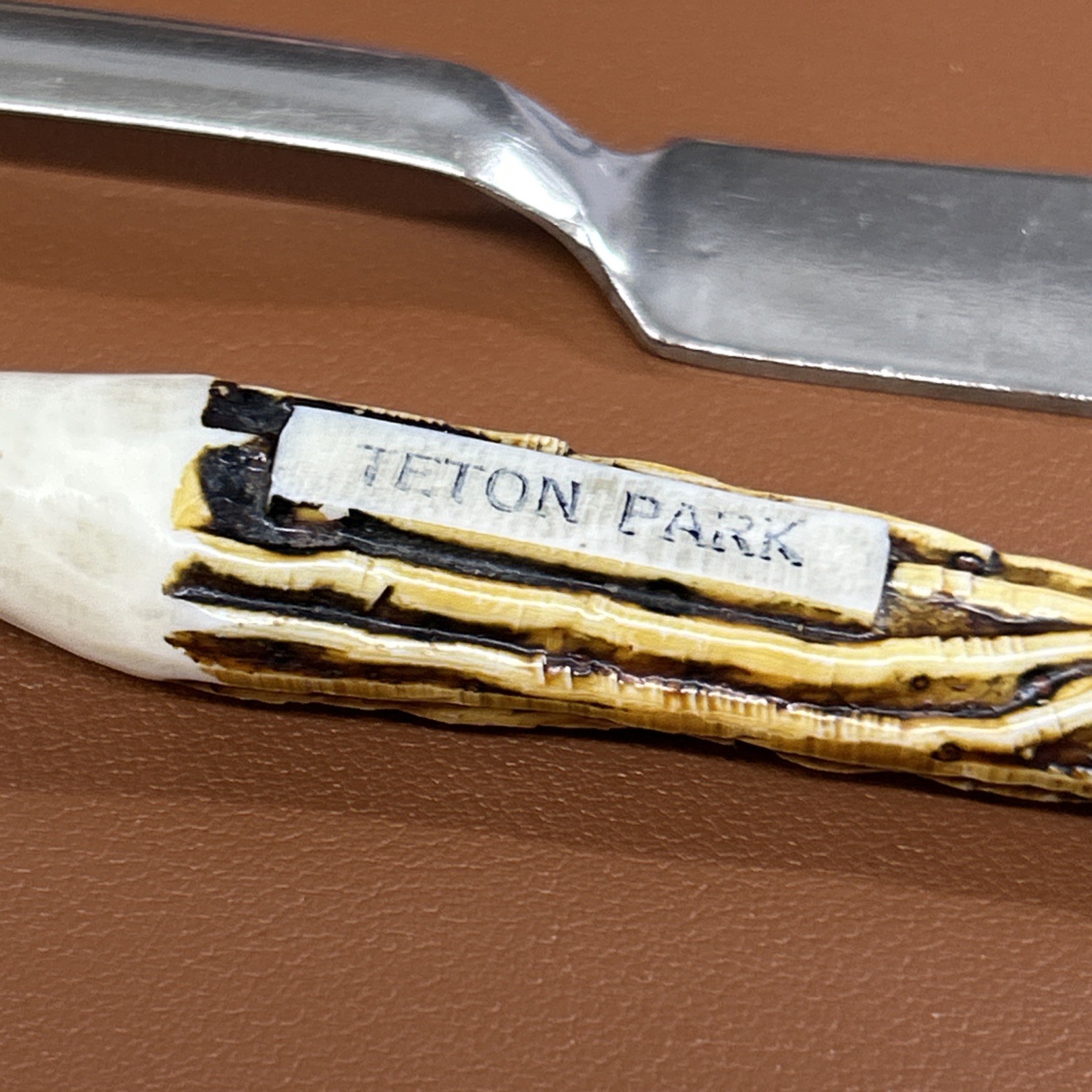 Vtg 70s Teton NATIONAL PARK Letter Opener Faux Antler PC Stainless Steel + Plain