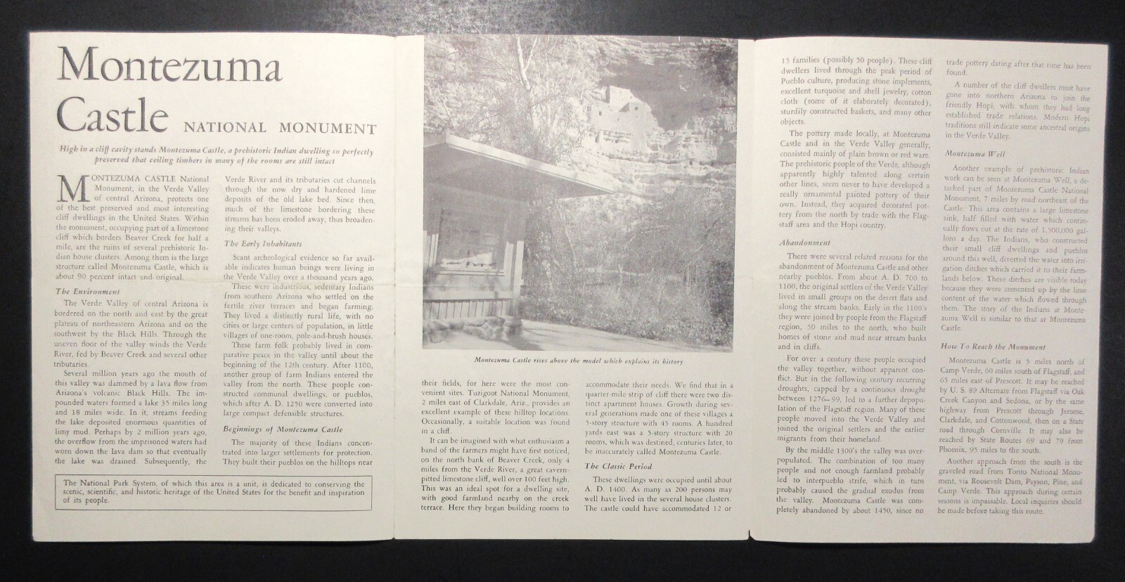 1961 Montezuma Castle National Monument with Map