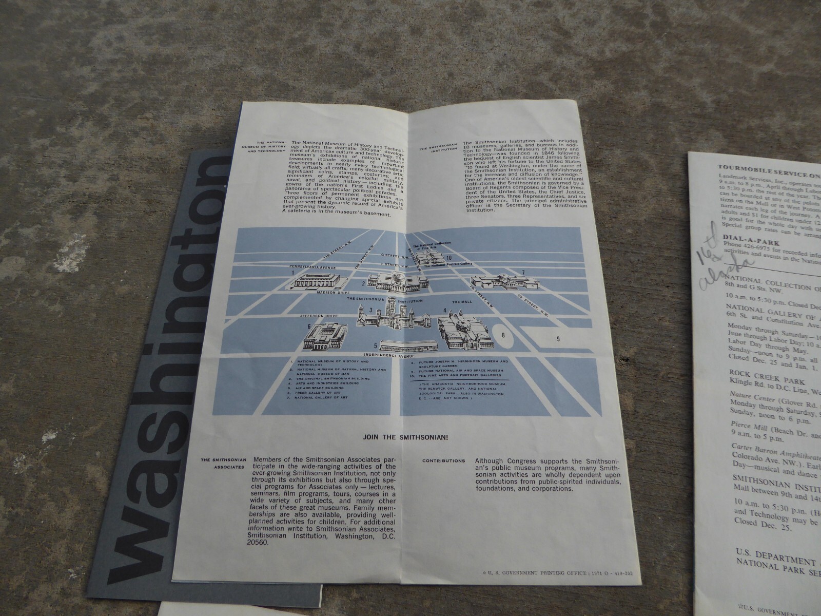 Washington DC Monument National Park Brochure Pamphlet Map Capitol Stub Lot 70’s